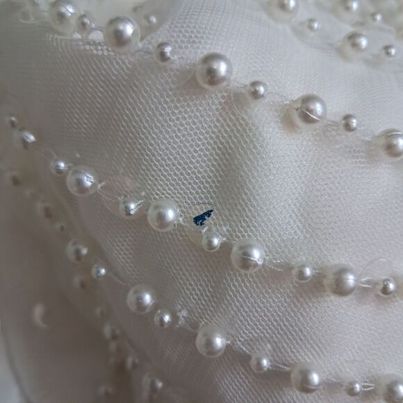 NWT Mac Duggal Gown Womens 2 Ivory One Shoulder Pearl Sequin Asymmetrical Bridal - Picture 4 of 16